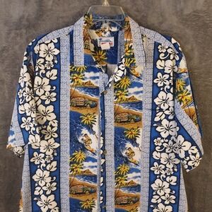 Vintage Hawaii Hawaiian Aloha‎ Shirt Men's XL Surfer Island Floral Print 70's